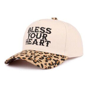 Bless Your Heart Two Tone Canvas Cotton Cap Leopard Brown Print NEW